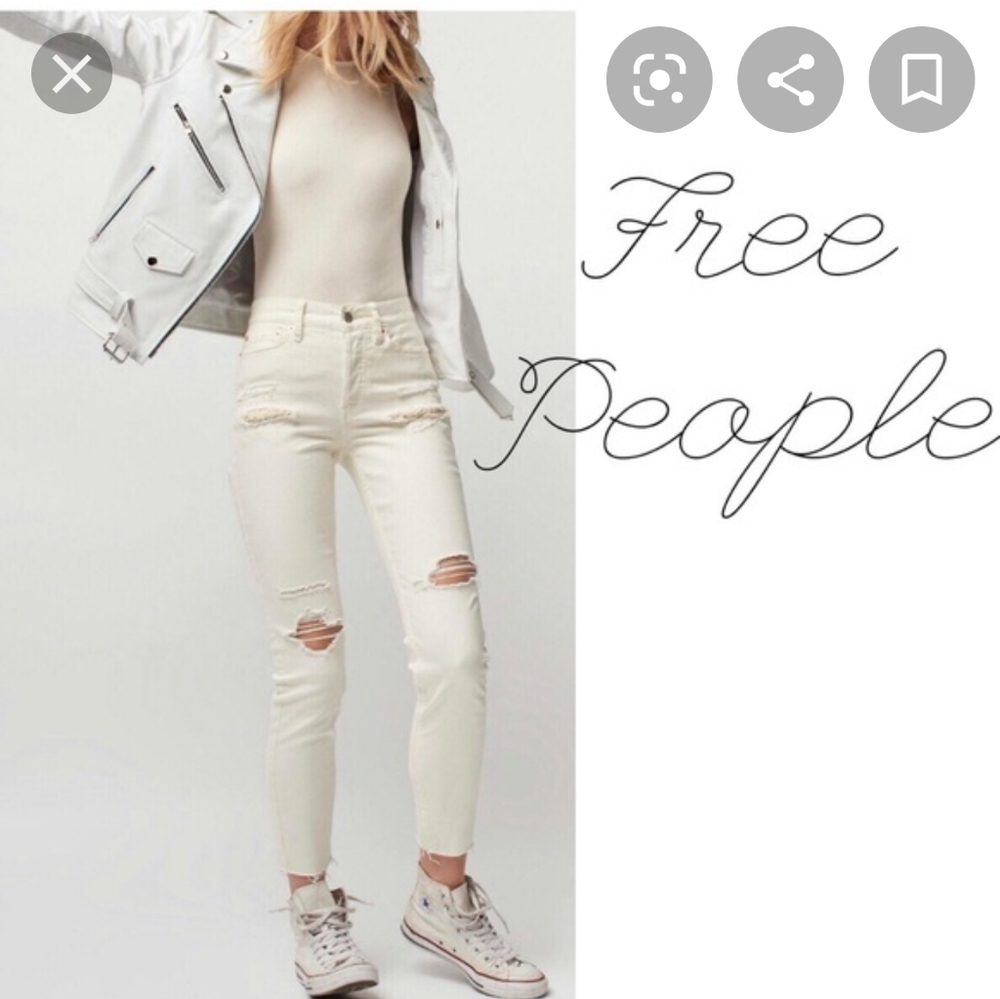 NWT Free People lacey stilt torn denim jeans - Picture 2 of 15